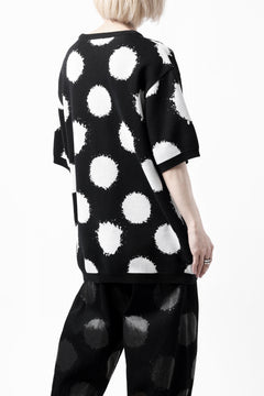 画像をギャラリービューアに読み込む, Y's.... HALF SLEEVE KNIT TOPS / DOTS JACQUARD (BLACK)
