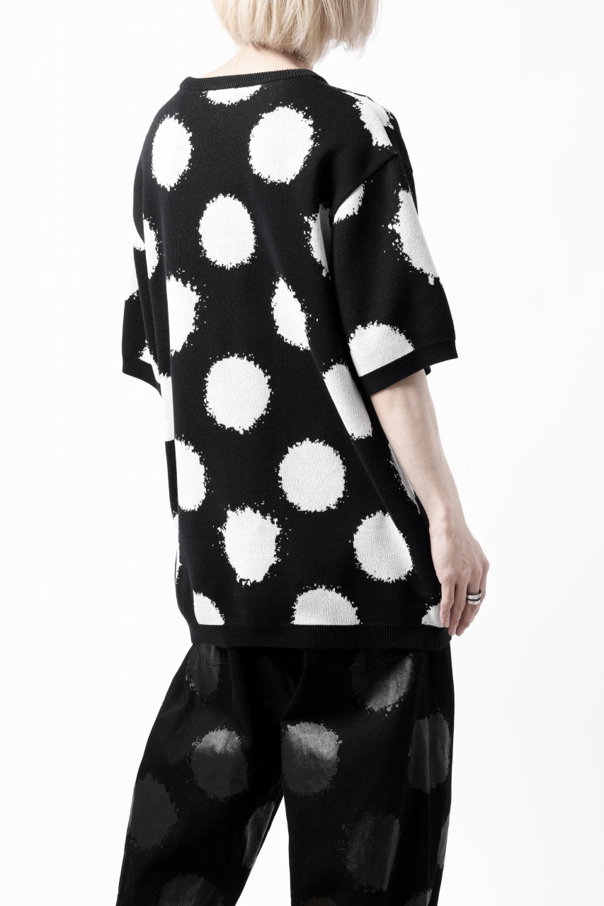 画像をギャラリービューアに読み込む, Y's.... HALF SLEEVE KNIT TOPS / DOTS JACQUARD (BLACK)
