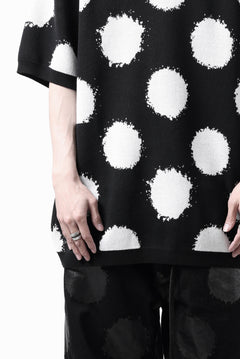 画像をギャラリービューアに読み込む, Y's.... HALF SLEEVE KNIT TOPS / DOTS JACQUARD (BLACK)