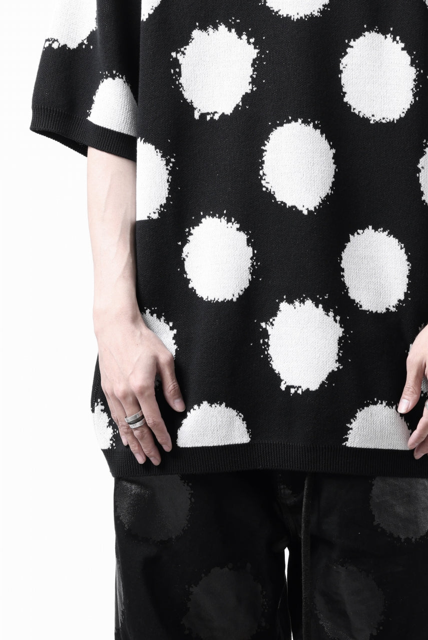 画像をギャラリービューアに読み込む, Y's.... HALF SLEEVE KNIT TOPS / DOTS JACQUARD (BLACK)