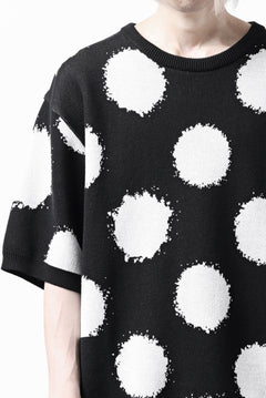 画像をギャラリービューアに読み込む, Y's.... HALF SLEEVE KNIT TOPS / DOTS JACQUARD (BLACK)