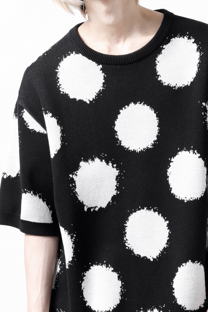 画像をギャラリービューアに読み込む, Y's.... HALF SLEEVE KNIT TOPS / DOTS JACQUARD (BLACK)