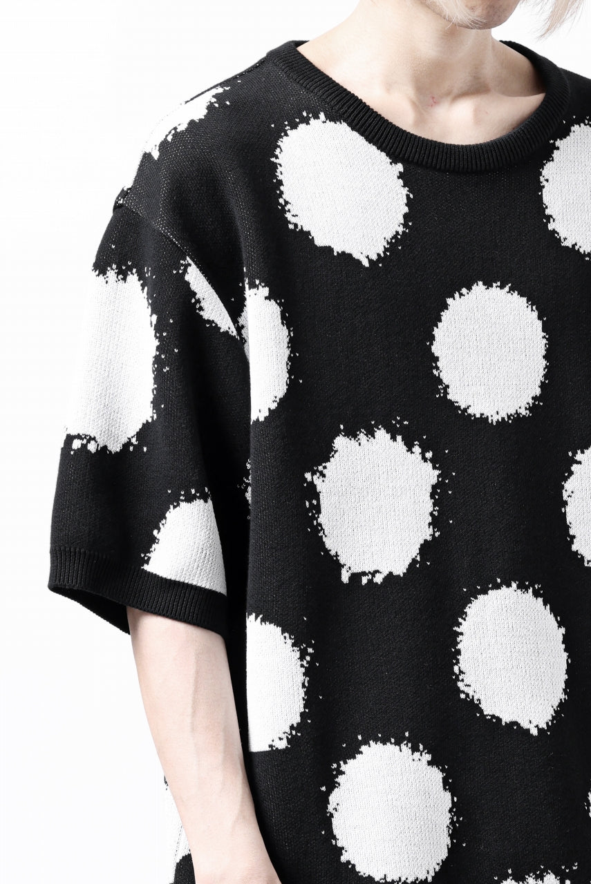 画像をギャラリービューアに読み込む, Y&#39;s.... HALF SLEEVE KNIT TOPS / DOTS JACQUARD (BLACK)