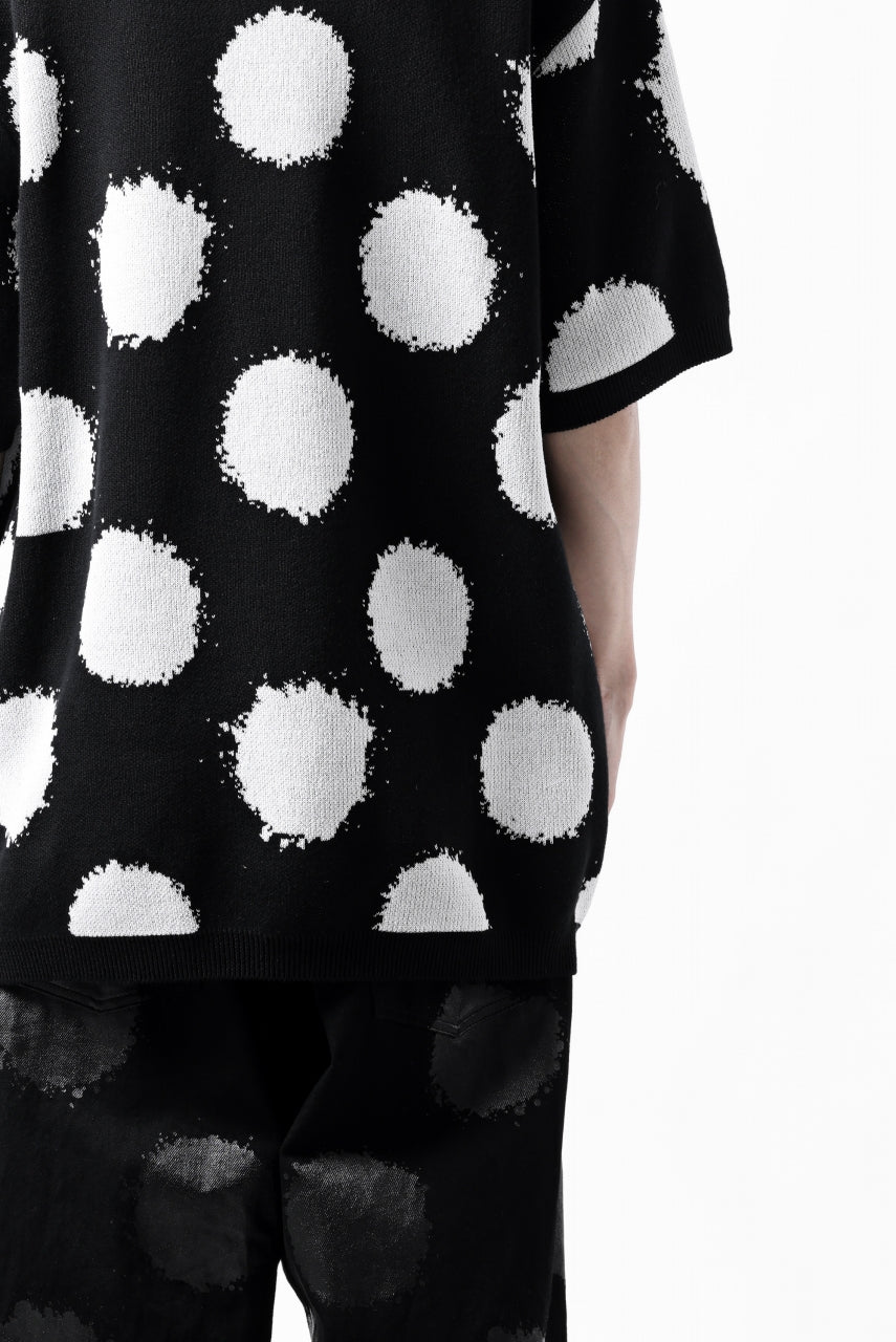 画像をギャラリービューアに読み込む, Y's.... HALF SLEEVE KNIT TOPS / DOTS JACQUARD (BLACK)