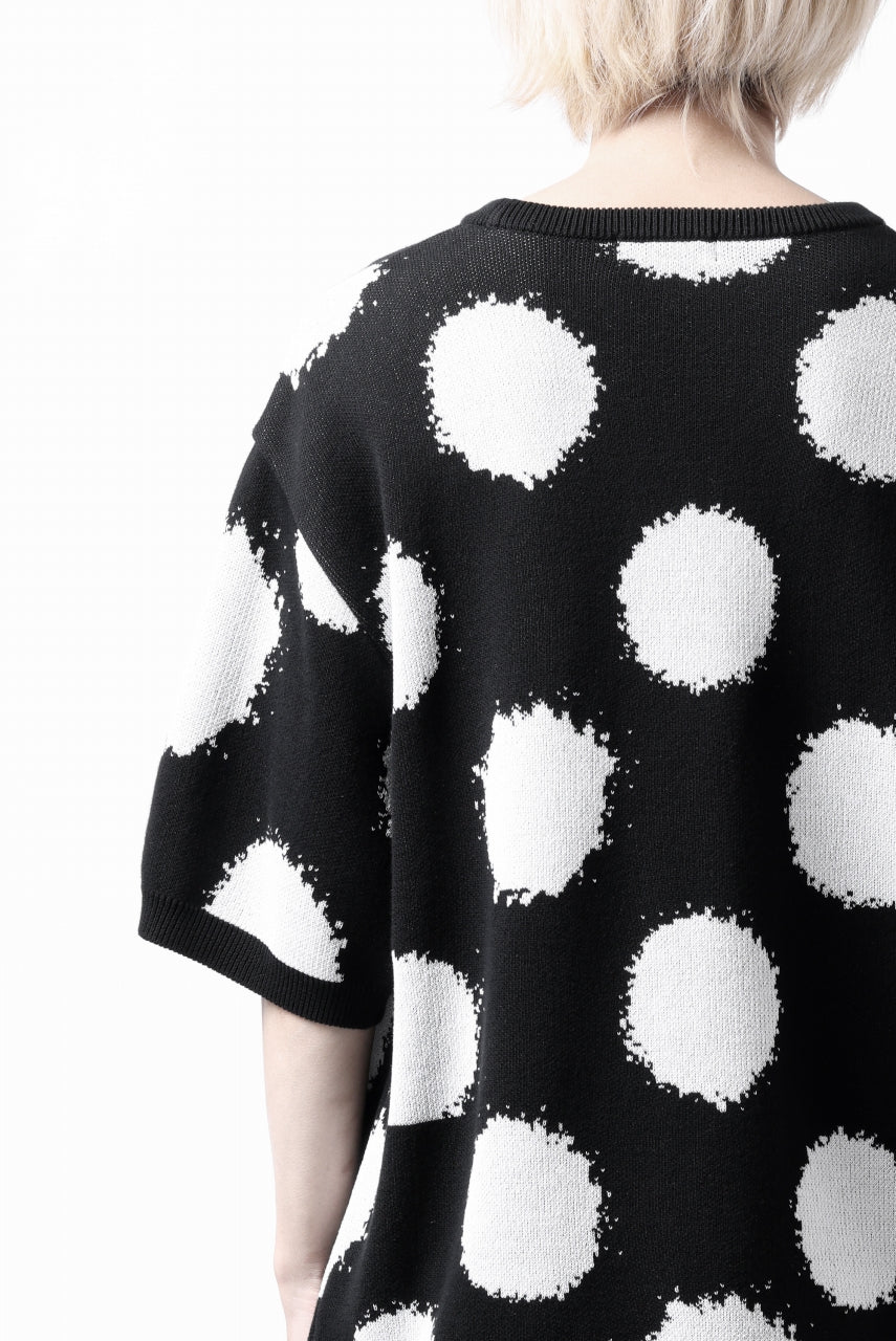 画像をギャラリービューアに読み込む, Y's.... HALF SLEEVE KNIT TOPS / DOTS JACQUARD (BLACK)