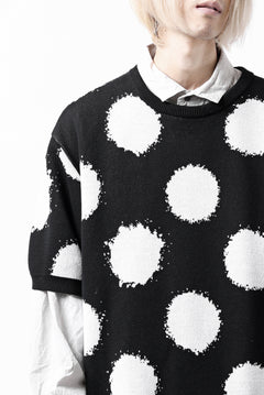画像をギャラリービューアに読み込む, Y's.... HALF SLEEVE KNIT TOPS / DOTS JACQUARD (BLACK)