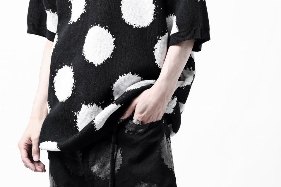 画像をギャラリービューアに読み込む, Y's.... HALF SLEEVE KNIT TOPS / DOTS JACQUARD (BLACK)