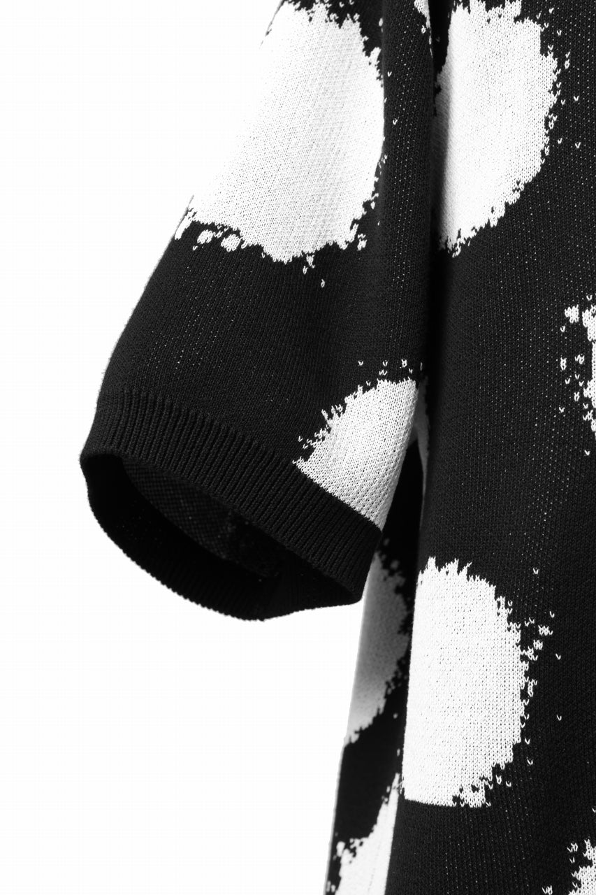 画像をギャラリービューアに読み込む, Y's.... HALF SLEEVE KNIT TOPS / DOTS JACQUARD (BLACK)