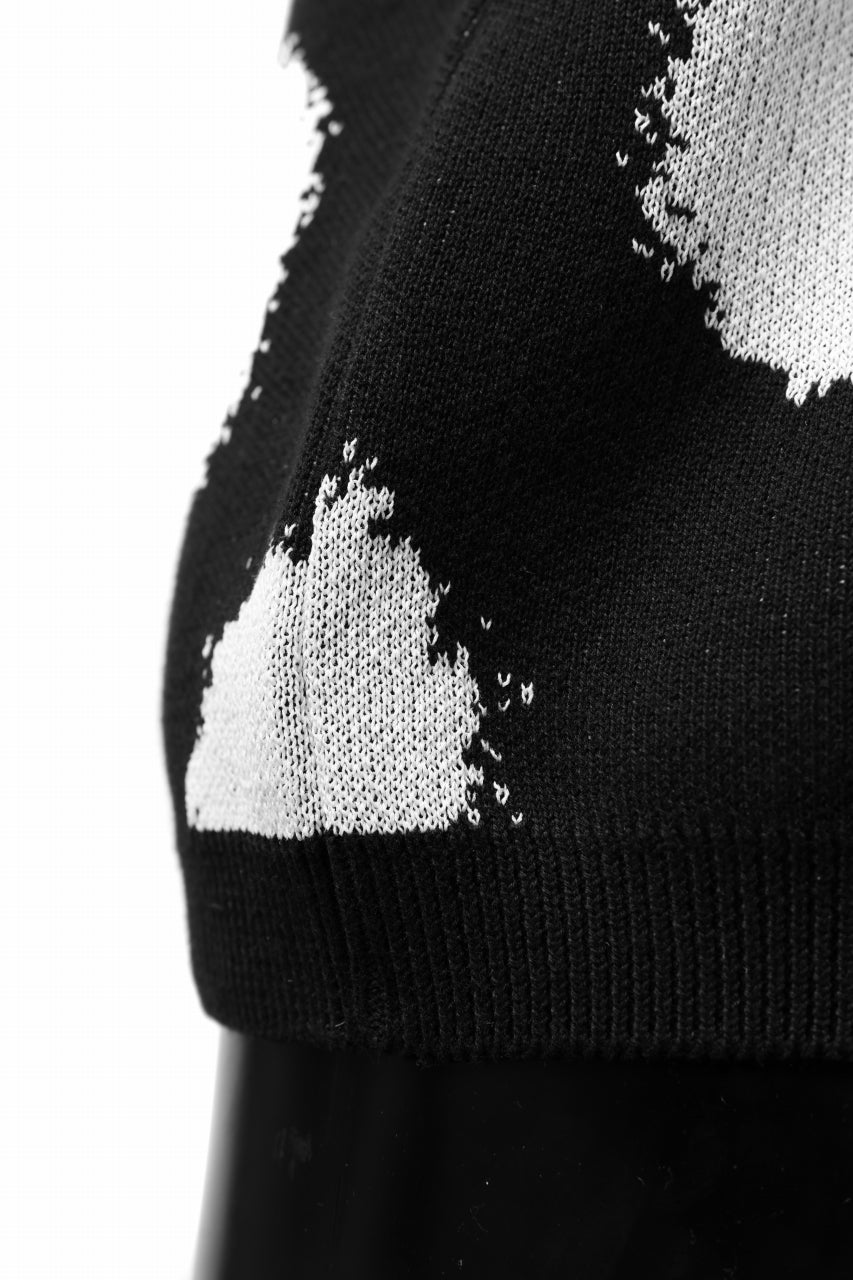 画像をギャラリービューアに読み込む, Y's.... HALF SLEEVE KNIT TOPS / DOTS JACQUARD (BLACK)