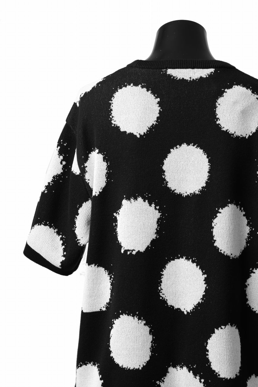 画像をギャラリービューアに読み込む, Y's.... HALF SLEEVE KNIT TOPS / DOTS JACQUARD (BLACK)