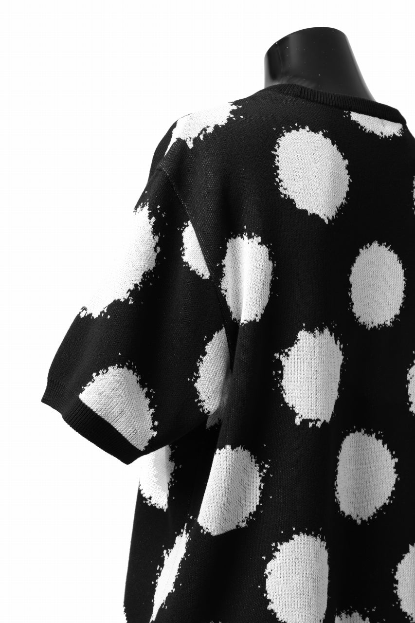 画像をギャラリービューアに読み込む, Y's.... HALF SLEEVE KNIT TOPS / DOTS JACQUARD (BLACK)