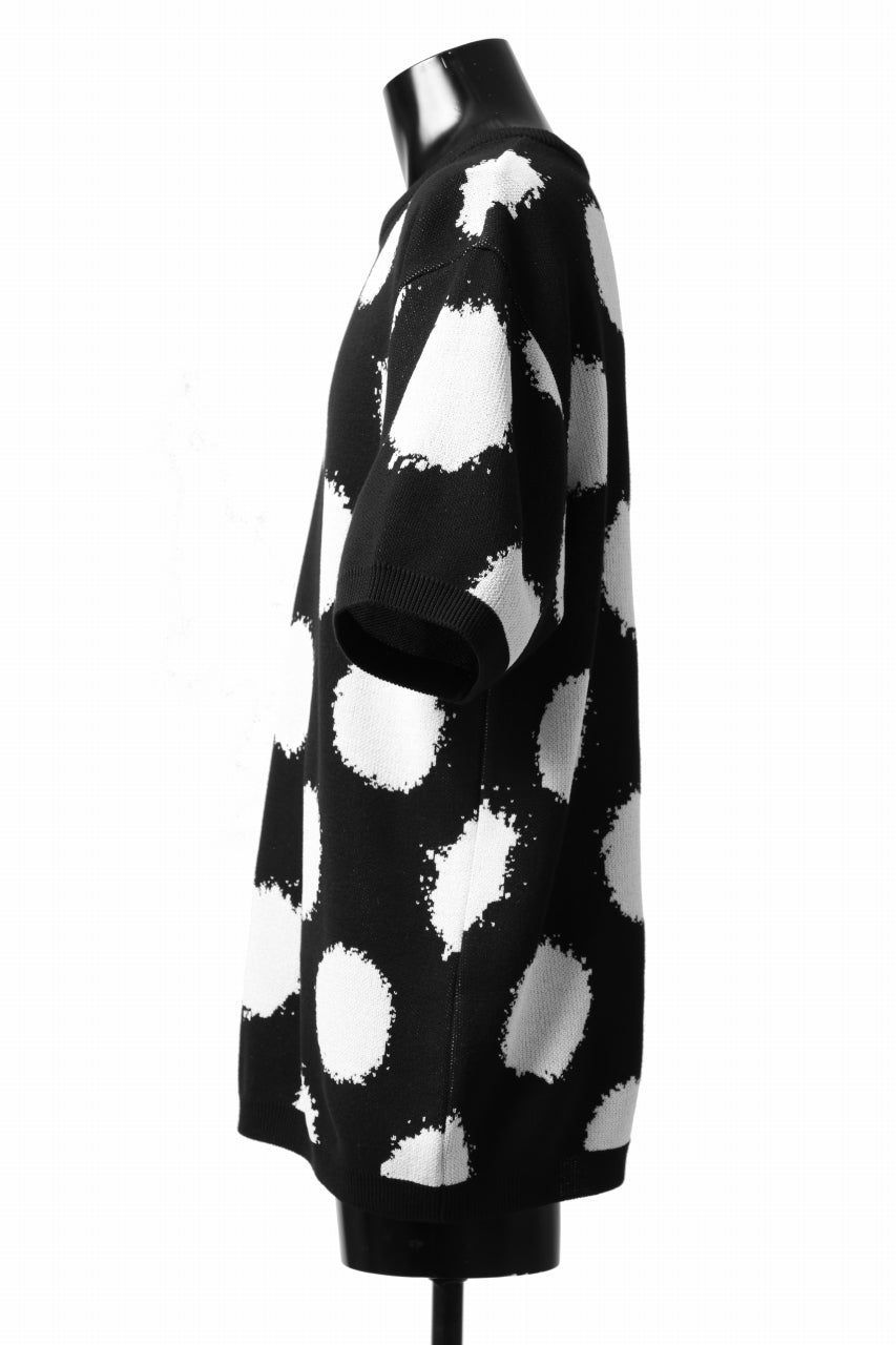 画像をギャラリービューアに読み込む, Y's.... HALF SLEEVE KNIT TOPS / DOTS JACQUARD (BLACK)