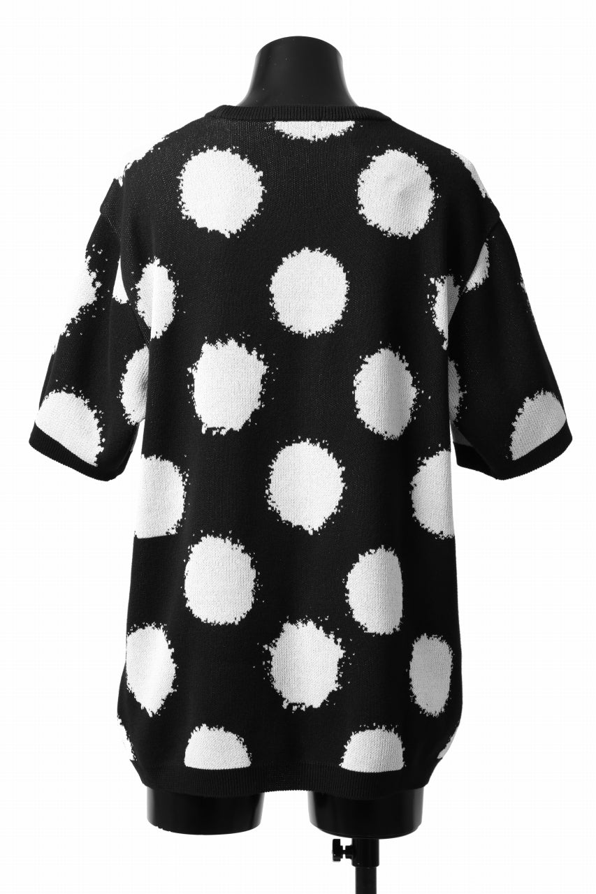 画像をギャラリービューアに読み込む, Y's.... HALF SLEEVE KNIT TOPS / DOTS JACQUARD (BLACK)