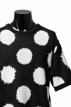 画像をギャラリービューアに読み込む, Y&#39;s.... HALF SLEEVE KNIT TOPS / DOTS JACQUARD (BLACK)