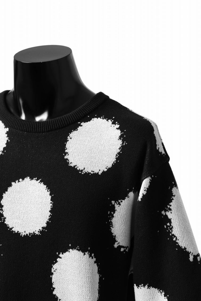 画像をギャラリービューアに読み込む, Y&#39;s.... HALF SLEEVE KNIT TOPS / DOTS JACQUARD (BLACK)