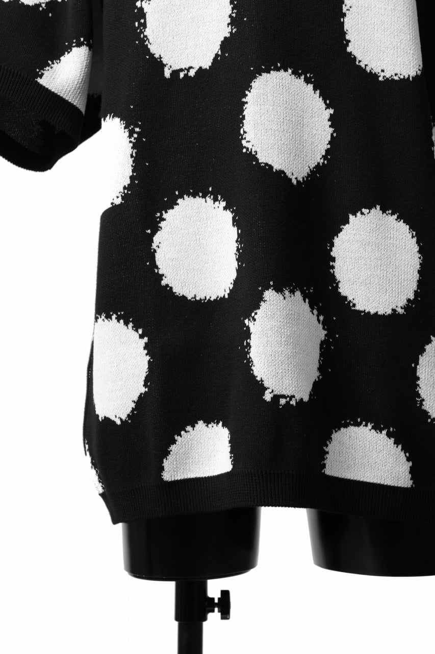 画像をギャラリービューアに読み込む, Y's.... HALF SLEEVE KNIT TOPS / DOTS JACQUARD (BLACK)