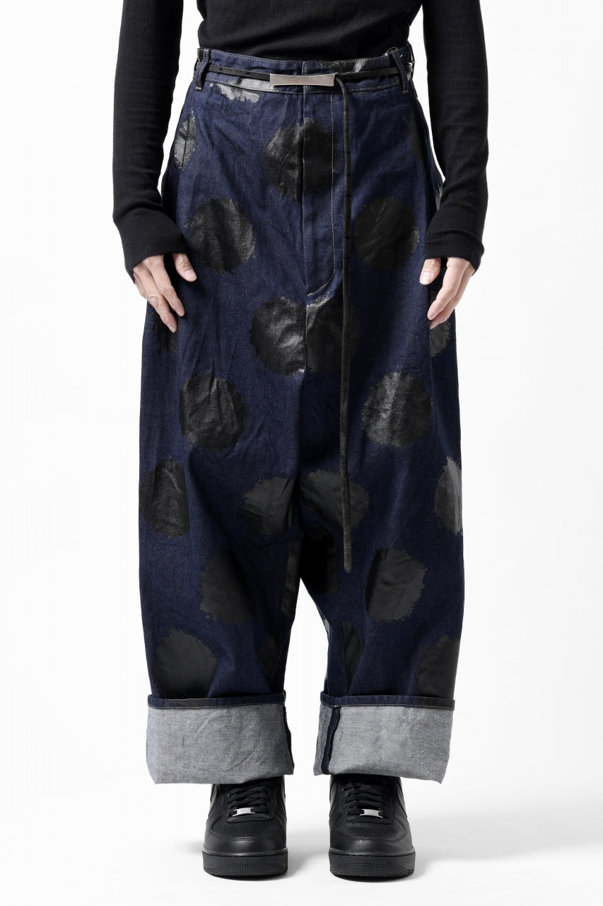 画像をギャラリービューアに読み込む, Y&#39;s.... HIPHANG SARROUEL WIDE TROUSERS / DOTS-PRINTED DENIM (INDIGO)