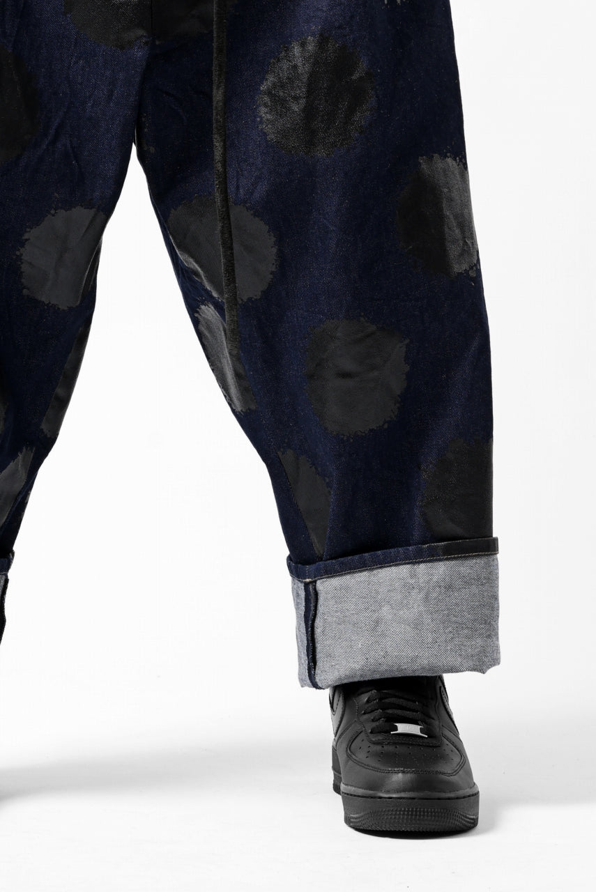画像をギャラリービューアに読み込む, Y's.... HIPHANG SARROUEL WIDE TROUSERS / DOTS-PRINTED DENIM (INDIGO)