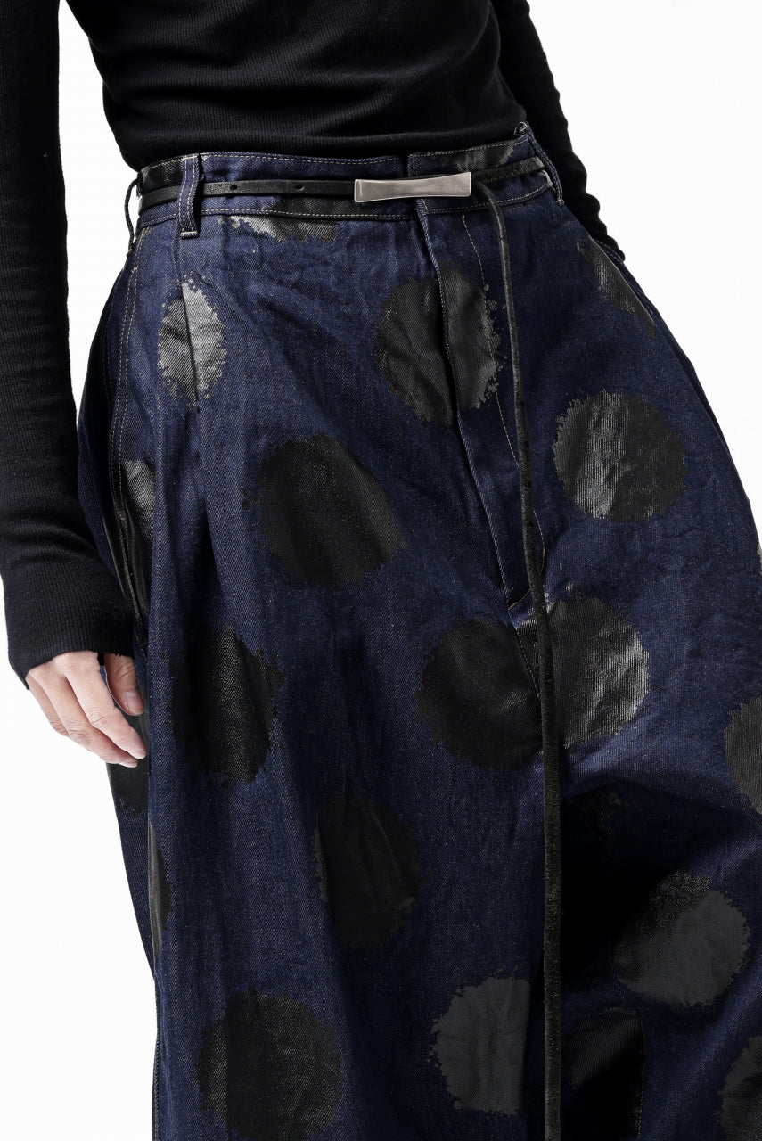 画像をギャラリービューアに読み込む, Y's.... HIPHANG SARROUEL WIDE TROUSERS / DOTS-PRINTED DENIM (INDIGO)