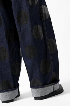 画像をギャラリービューアに読み込む, Y's.... HIPHANG SARROUEL WIDE TROUSERS / DOTS-PRINTED DENIM (INDIGO)