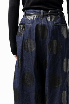 画像をギャラリービューアに読み込む, Y's.... HIPHANG SARROUEL WIDE TROUSERS / DOTS-PRINTED DENIM (INDIGO)