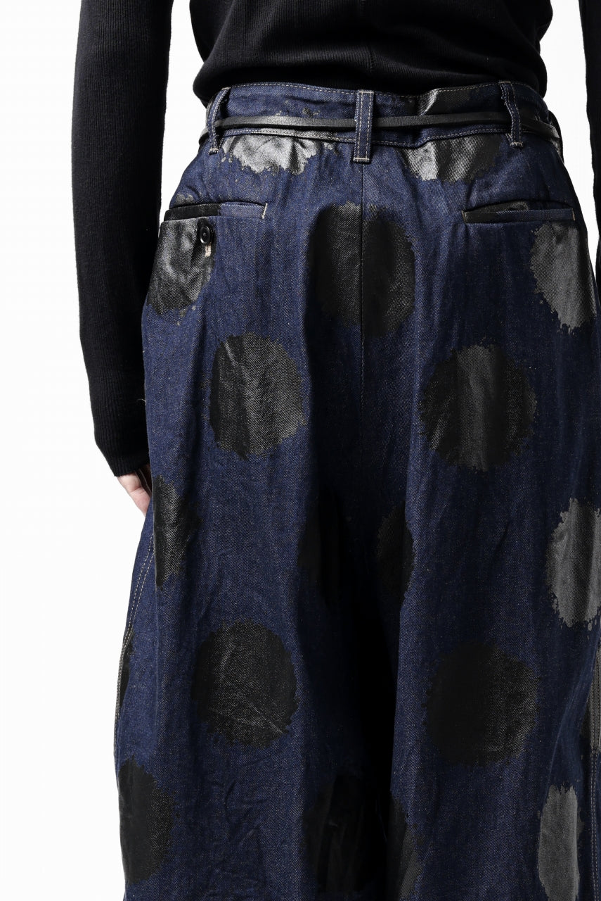 画像をギャラリービューアに読み込む, Y's.... HIPHANG SARROUEL WIDE TROUSERS / DOTS-PRINTED DENIM (INDIGO)