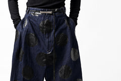画像をギャラリービューアに読み込む, Y's.... HIPHANG SARROUEL WIDE TROUSERS / DOTS-PRINTED DENIM (INDIGO)