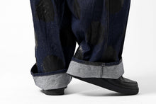 画像をギャラリービューアに読み込む, Y's.... HIPHANG SARROUEL WIDE TROUSERS / DOTS-PRINTED DENIM (INDIGO)