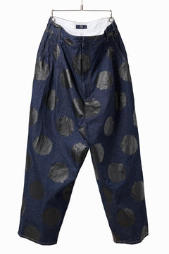 画像をギャラリービューアに読み込む, Y's.... HIPHANG SARROUEL WIDE TROUSERS / DOTS-PRINTED DENIM (INDIGO)