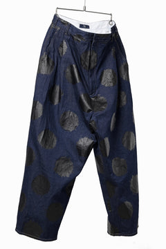 画像をギャラリービューアに読み込む, Y's.... HIPHANG SARROUEL WIDE TROUSERS / DOTS-PRINTED DENIM (INDIGO)