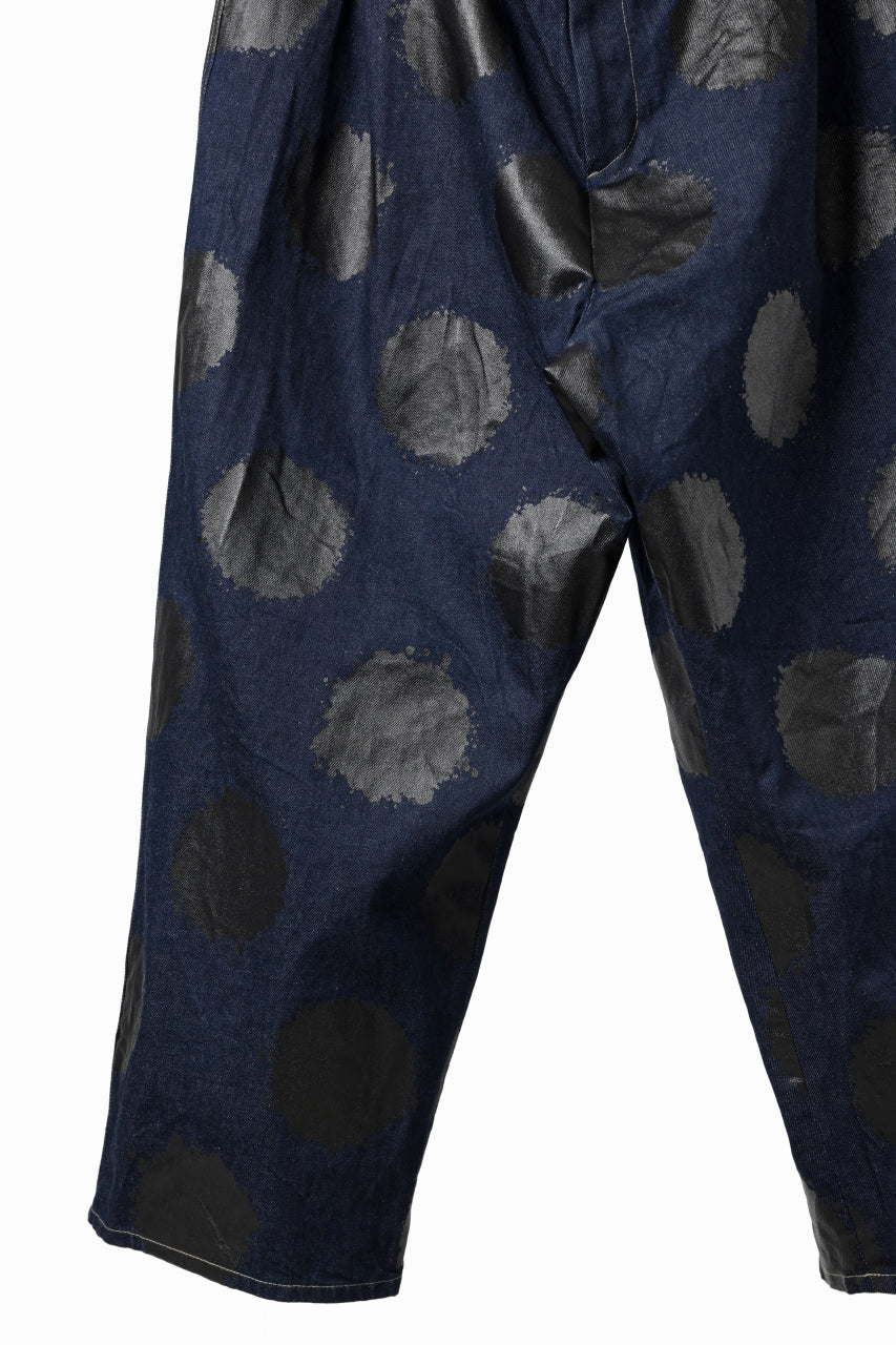 画像をギャラリービューアに読み込む, Y's.... HIPHANG SARROUEL WIDE TROUSERS / DOTS-PRINTED DENIM (INDIGO)