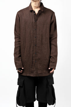 Load image into Gallery viewer, A.F ARTEFACT CLASSIC LONG SLEEVE SHIRT / HERRINGBONE LINEN (BROWN)