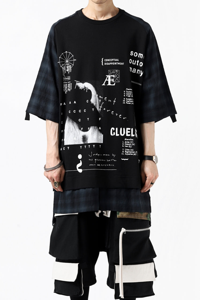 画像をギャラリービューアに読み込む, A.F ARTEFACT "CLUELESS" DOCKING RAGLAN TOPS (BLACK x GREY)