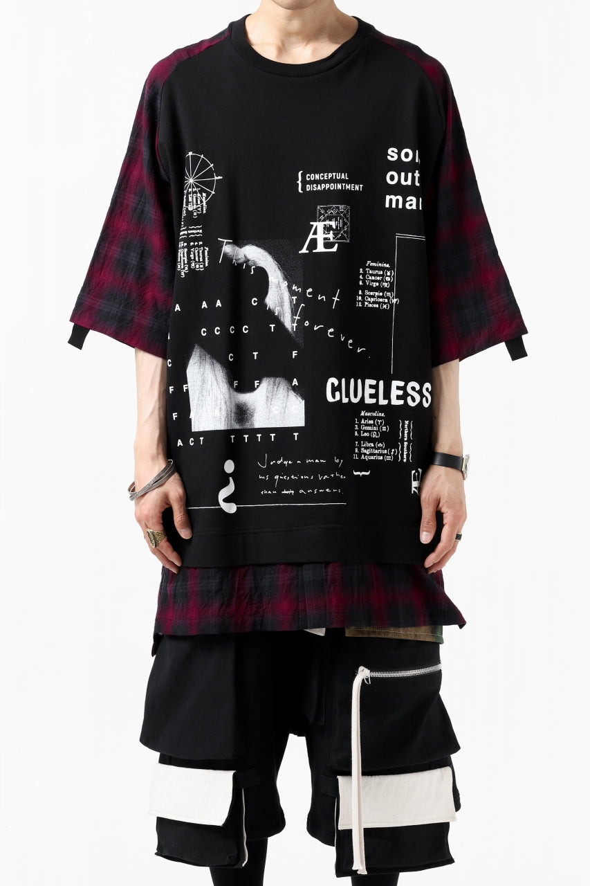 画像をギャラリービューアに読み込む, A.F ARTEFACT "CLUELESS" DOCKING RAGLAN TOPS (BLACK x RED)
