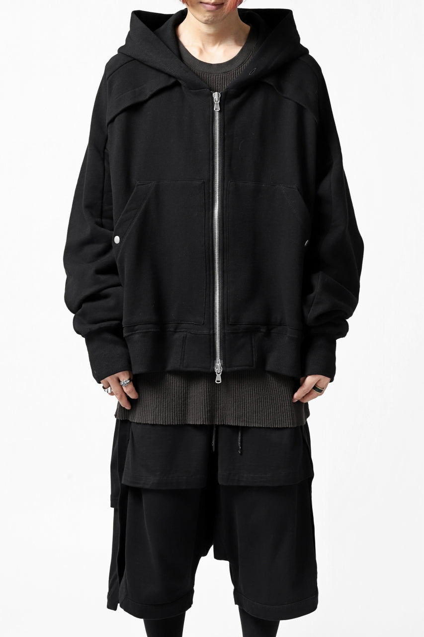画像をギャラリービューアに読み込む, A.F ARTEFACT "FLIGHT" HOODED BLOUSON / COTTON FLEECY (BLACK)