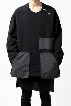 画像をギャラリービューアに読み込む, A.F ARTEFACT "FRAYED plus" DAMAGE COMBINATION SWEATER TOPS (BLACK)