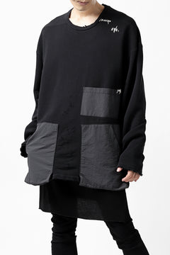 画像をギャラリービューアに読み込む, A.F ARTEFACT "FRAYED plus" DAMAGE COMBINATION SWEATER TOPS (BLACK)