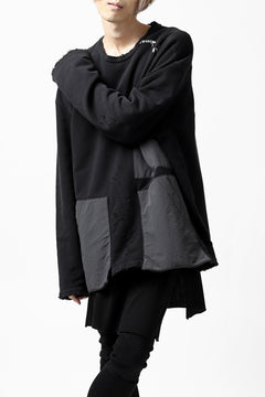 画像をギャラリービューアに読み込む, A.F ARTEFACT "FRAYED plus" DAMAGE COMBINATION SWEATER TOPS (BLACK)