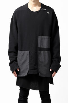 画像をギャラリービューアに読み込む, A.F ARTEFACT "FRAYED plus" DAMAGE COMBINATION SWEATER TOPS (BLACK)