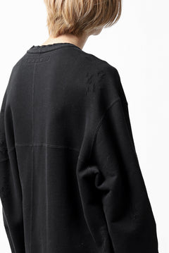 画像をギャラリービューアに読み込む, A.F ARTEFACT "FRAYED plus" DAMAGE COMBINATION SWEATER TOPS (BLACK)