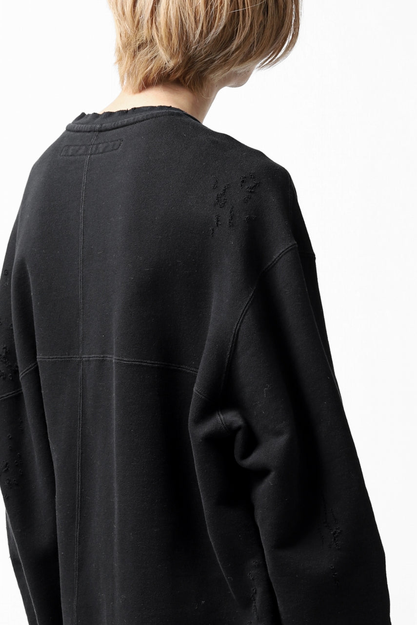 画像をギャラリービューアに読み込む, A.F ARTEFACT "FRAYED plus" DAMAGE COMBINATION SWEATER TOPS (BLACK)