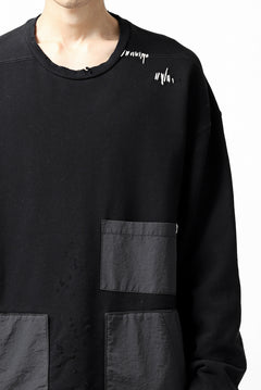 画像をギャラリービューアに読み込む, A.F ARTEFACT "FRAYED plus" DAMAGE COMBINATION SWEATER TOPS (BLACK)