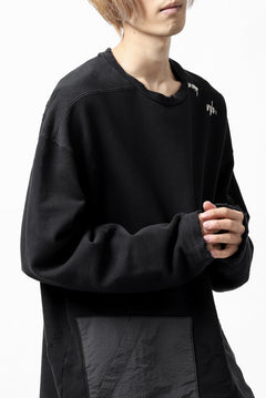 画像をギャラリービューアに読み込む, A.F ARTEFACT "FRAYED plus" DAMAGE COMBINATION SWEATER TOPS (BLACK)