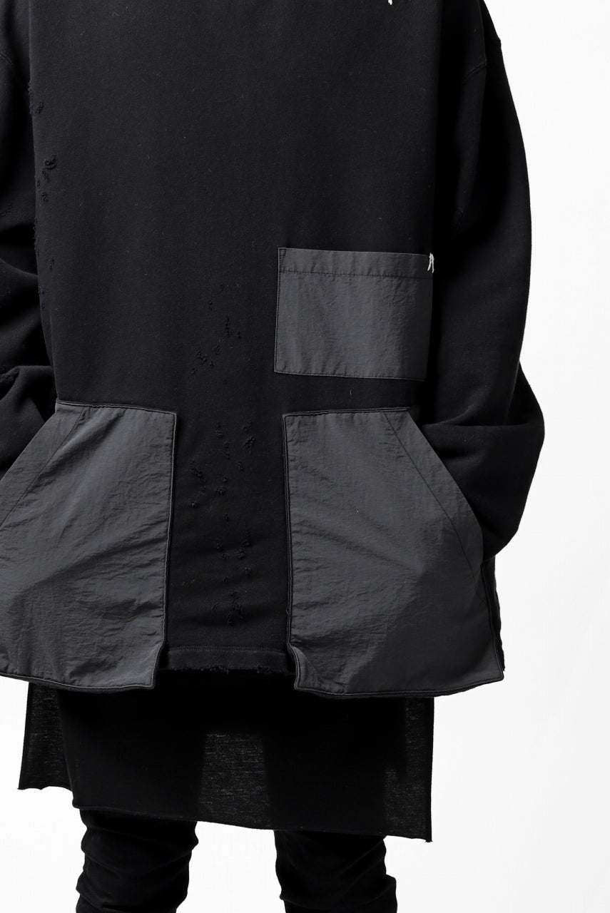 画像をギャラリービューアに読み込む, A.F ARTEFACT "FRAYED plus" DAMAGE COMBINATION SWEATER TOPS (BLACK)