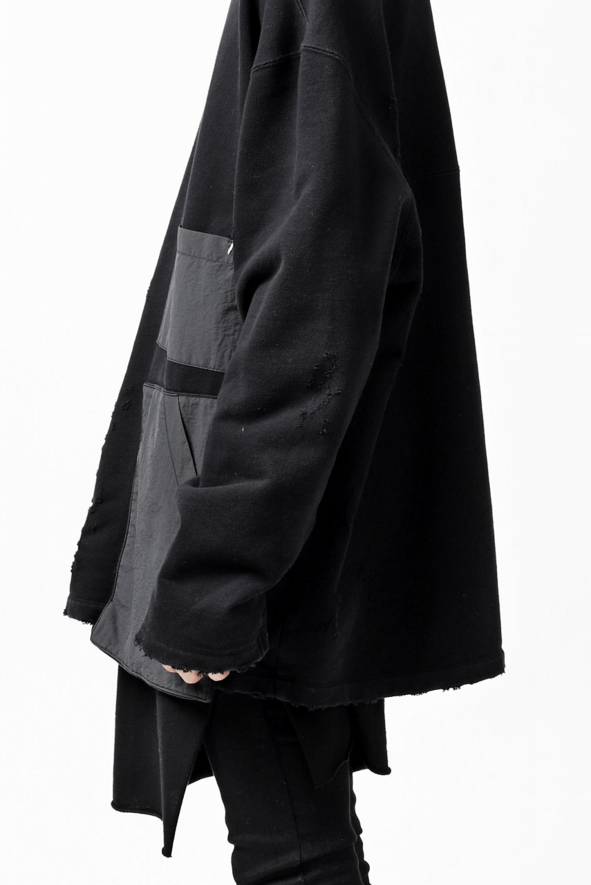 画像をギャラリービューアに読み込む, A.F ARTEFACT "FRAYED plus" DAMAGE COMBINATION SWEATER TOPS (BLACK)