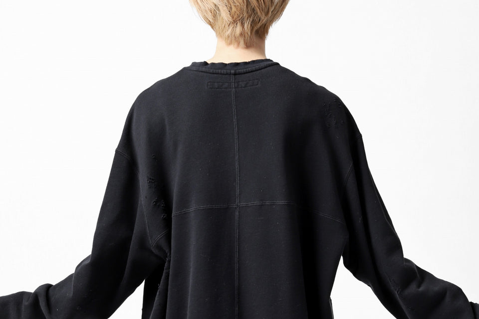 画像をギャラリービューアに読み込む, A.F ARTEFACT "FRAYED plus" DAMAGE COMBINATION SWEATER TOPS (BLACK)