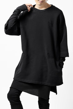 画像をギャラリービューアに読み込む, A.F ARTEFACT "FRAYED" DAMAGE LAYERED SWEATER TOPS (BLACK)