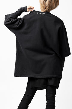 画像をギャラリービューアに読み込む, A.F ARTEFACT "FRAYED" DAMAGE LAYERED SWEATER TOPS (BLACK)