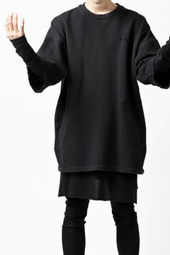 画像をギャラリービューアに読み込む, A.F ARTEFACT "FRAYED" DAMAGE LAYERED SWEATER TOPS (BLACK)