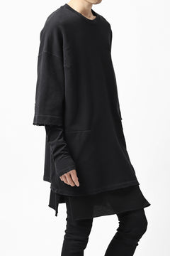 画像をギャラリービューアに読み込む, A.F ARTEFACT "FRAYED" DAMAGE LAYERED SWEATER TOPS (BLACK)